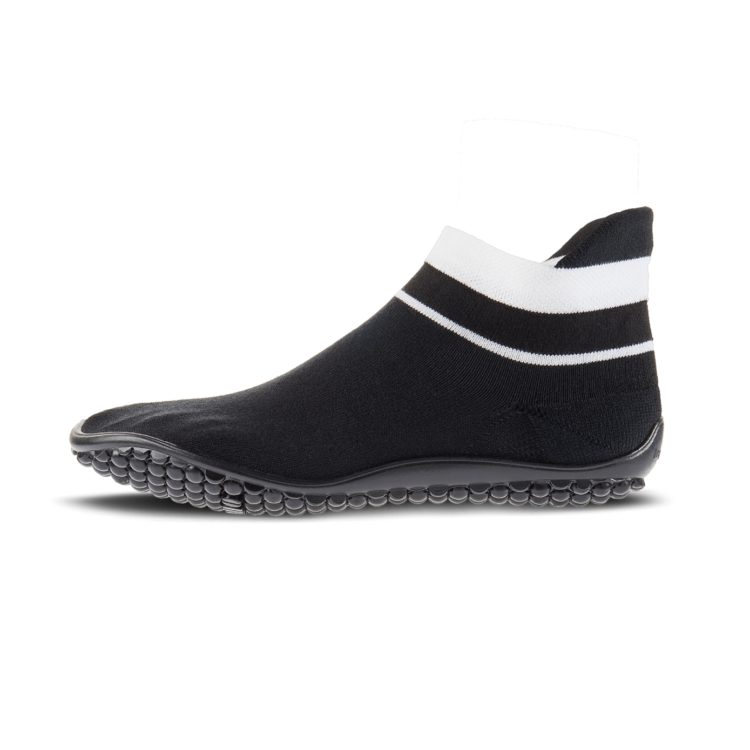 Leguano Sneaker Schwarz, Weißer Bund | Barfußschuh